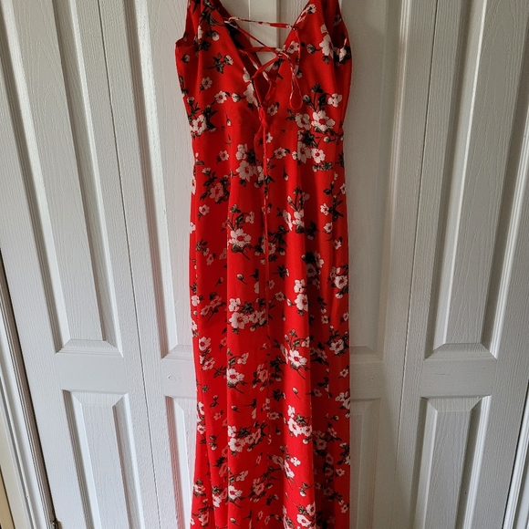 Red Floral Maxi Dress - Picture 2 of 5
